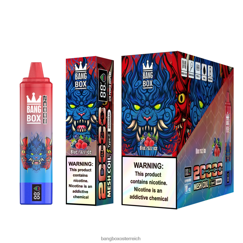 Bang Box Kaufen - Bang Box 20.000 Züge intelligenter Bildschirm blaues Razz-Eis