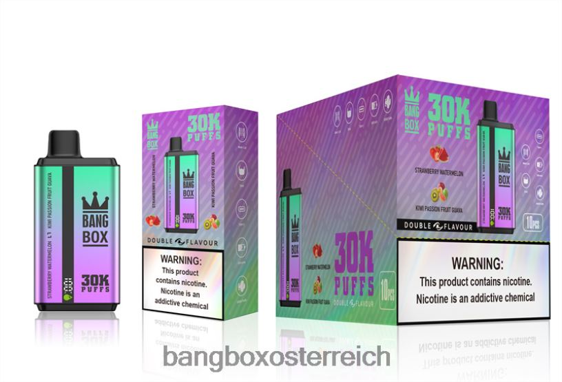 Bang Box Osterreich - Bang Box 30.000 Züge, zwei Geschmacksrichtungen Erdbeere, Wassermelone und Kiwi, Passionsfrucht, Guave