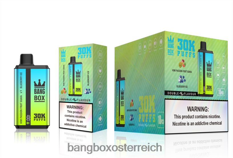 Bang Box Osterreich - Bang Box 30.000 Züge, zwei Geschmacksrichtungen Kiwi, Passionsfrucht, Guave und Blaubeereis