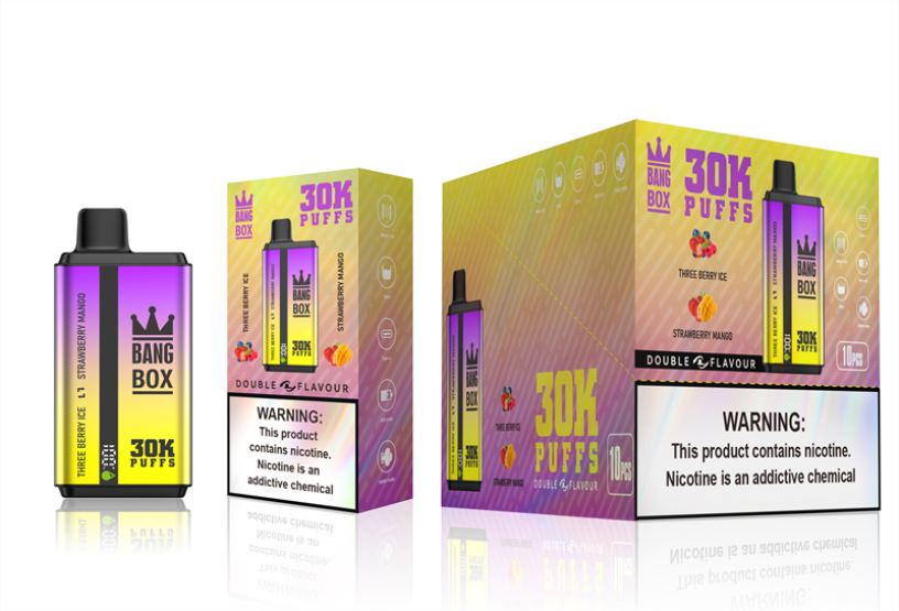 Bang Box Vape - Bang Box 30.000 Züge, zwei Geschmacksrichtungen Drei-Beeren-Eis und Erdbeer-Mango