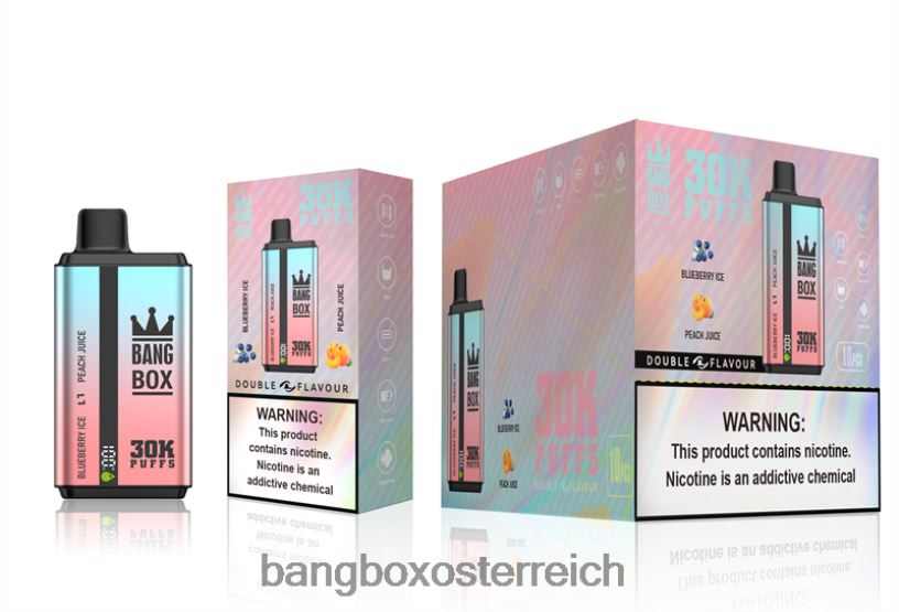Bang Box Vape Kaufen - Bang Box 30.000 Züge, zwei Geschmacksrichtungen Blaubeereis und Pfirsichsaft