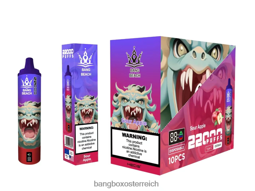 Bang Box Vape Kaufen - Bang Beach 22000 Züge intelligenter Bildschirm saurer Apfel